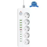3500W Akım Korumalı 5 Li Grup Priz: 5X Usb + 5X Type-C Çıkışlı (2 Metre)