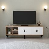3504 Era Tv Ünitesi 150 Cm Kapaklı Raflı Sepet - Beyaz Tv Sehpası Beyaz - Sepet