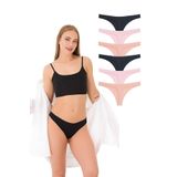 351 Kadın Lazer String Tanga 6'lı Külot Paketi, V1- Siyah x2, Vizon x2, Kapuçino x2, M