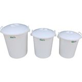 35+50+70 Lt Kapaklı Yuvarlak Plastik Büyük Boy Çöp Kovası Su Et Kovası Balkon Kovası Bahçe Kovası Kilitli ERZAK KOVASI BEYAZ
