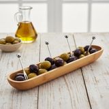 35CM Bambu Zeytinlik – Doğal Ahşap Oval Uzun Servis Tabağı | Meze Sunumu, Çerezlik, Atıştı