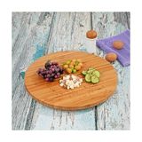 35CM Döner Mekanizmalı Kalın Bambu Yuvarlak Pizza ve Sunum Tepsisi, 360 Derece Dönebilen Kahvaltı Sunum, Pizza Sunum ve Börek Sunum Tepsisi (35CM*35CM*2CM) - Option-1 - 51R-Turuncu