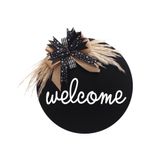 35cm Kapı Süsü Welcome Yazılı Kurdela ve Çiçekli