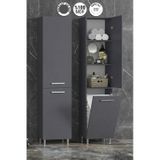35x167 Cm Antrasit Gri Mat Mdf Sepetli Ayaklı Banyo Boy Dolabı