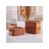 35X25X14 cm Boyutlarında Kiremit Renk Kapaklı Saklama Kutusu, Dekoratif Organizer