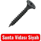3,5X35 Sunta Mdf Ağaç Menteşe Ray Montaj Vidası Siyah (100 Adet)