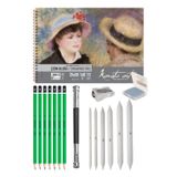 35X50 cm 160 gr Eskiz Defteri Seti 7 Adet Dereceli Kalem Hb-B-2b-3b-4b-5b-6b Pastel Dağıtıcı ...
