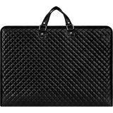 35x50 cm (40x55 cm) Suni Deri Resim - Proje Çantası Cepli Siyah Kapitone