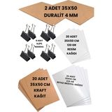 35X50 cm Duralit Çizim Kağıtları Seti Kraft Bristol Resim Kağıdı Klips - Çok Renkli - standart