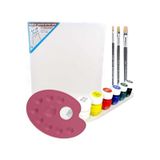 35x50 Cm Resim Tuvali Boyama Başlangıç Seti - Akrilik Boya Fırça Palet Tuval Set T.s 070 Çok Renkli