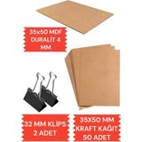 35x50 Duralit 35x50 Kraft Kağıt 50 Adet Ve 2 Adet Klips Çizim Seti