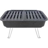 35X68 cm Ayaklı Piknik Barbekü Mangal Emaye Pratik Mangal - Siyah