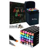 36 Adet Çift Taraflı Marker Kalem Çantalı 1 Paket 36 Renk Touch Markör Aşk İle Boya Mandala Büyüklere Boyama Kitabı