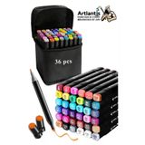 36 Adet Cift Tarafli Marker Kalem Cantali 1 Paket 36 Renk Touch Markor Cift Uclu Keceli Kalem Sanat Tasarim Hobi
