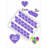 36 Adet Mor Kalp Etiket Renk 3 cm Kalp Temalı Sticker Seti