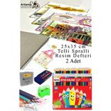 36 Renk Kuru Boya Fatih 25X35 cm Telli Spralli Resim Defteri Hamur Silgi Kalemtraş 15 Yaprak Resim Defteri Kuruboya - Çok Renkli - Tam Boy - 25x35cm