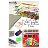 36 Renk Kuru Boya Fatih 25x35 cm Telli Spralli Resim Defteri Hamur Silgi Kalemtraş 15 Yaprak Resim Defteri Kuruboya