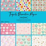 36 Sheets Teapot-Themed Decorative Paper Pad for Scrapbooking: 9 Single-Sided Designs 8.5" x 8.5" for Your Crafting Needs