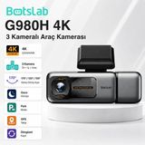 360+ Botslab G980H Pro 4K 3 Kameralı Wifi+Gps Akıllı Araç Içi Kamera +170° Geniş Açı+Süper Kapasitör+Sesli Kontrol+Gece Görüşlü (128GB Hafıza Kartı Hediyeli) - Siyah