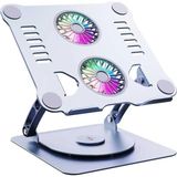 360 Derece Ayarlanabilir Metal Laptop Standı Rgb Çift Fanlı Sogutucu Premium Serisi Notebook Tutu