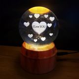 360 Derece Dönen Cam Küre - I Love You Tasarım Standlı Gece Lambası