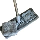 360° Dönebilen Hareketli Başlık Saplı Mop Mandalla Takıp Sökülen Temizlik Seti Mikrofiber Yer Duvar Cam Mopu Banyo Papası (Gri)