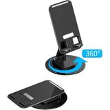 360° Dönebilen Masaüstü Telefon ve Tablet Tutucu Katlanabilir Taşınabilir Tablet ve Telefon Standı - Siyah - Siyah