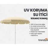 360 Dönebilen Plaj Şemsiyesi Uv Korumalı Su İtici Solmaz Kumaş 190 Gr Dokuma Polyester -krem