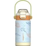 360 ML Çocuk Termosu Tek Kapak Çift Kullanım Pipetli Rahat İçim Kulplu Paslanmaz Çelik Termos 1104-360ML Turuncu