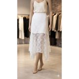 362 Fashion Butik Dantel Detay Midi Yarasa Etek - Beyaz - 40