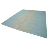 362x466 cm Degrade Kilim Mavi Çizgili Yün El Dokuma Modern Geometrik Etnik Eskitme Desenli Boho Oturma Odası Salon Yolluk Koridor Mutfak Halısı