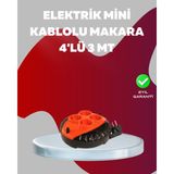 365Dükkan 3 Metre Kablolu 4’lü Kırmızı Priz Makara - Ahşap
