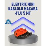 365Dükkan 5 Metre Uzatma Kablolu 4 Prizli Makara Kırmızı - Ahşap