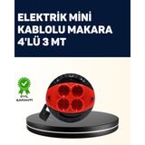 365Dükkan Ev ve Ofis Için 3 Metre Kablolu 4 Priz Makarası - Ahşap