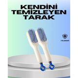 365Dükkan Kendini Temizleyen Ergonomik Saç Tarağı – Abs Gövde, Silikon Diş - Ahşap