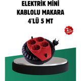 365Dükkan Türkiye Üretimi 5 Metre 4 Prizli Kablolu Makara - Ahşap