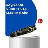 365Dükkan Uzun Pil Ömürlü LED Göstergeli Erkek Bakım Seti 5-In-1 Saç Sakal Tıraş Makinesi - Renkli