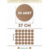 37 cm Çap 30 Adet Supla Amerikan Servis Runner MDF Duralit Magnet Altı Ahşap 3 mm (2,7 mm) Kalınlık