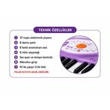 37 Tuş Piyano Seti 8 Farklı Demo Şarkı Enstrüman Ritim Pil İle Çalışır Piller Kutuyu Dahil Değildir