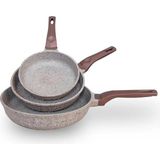 3737 Fry Pan Döküm Granit 3 Parça Tava Seti Kumbeji (20-24-28 Cm) - --