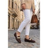 37Numara BÜYÜK NUMARA KADIN LOAFER ALTIN TOKALI 41-42-43-44-KAHVERENGİ SÜET