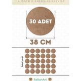 38 cm Çap 30 Adet Supla Amerikan Servis Runner MDF Duralit Magnet Altı Ahşap 3 mm (2,7 mm) Kalınlık