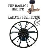 38 cm Döner Başlıklı Kadayıf Künefe Balık Pişime Ocağı Geniş Çember Tüp - Gri