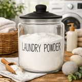 3,8 L Cam Deterjanlık Kavanoz – Amber Renk, Kapaklı “LAUNDRY POWDER” Saklama Kabı, Çamaşır Deterjan Kapsülü ve Pod Düzenleyici