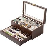 384 Premium Box Saat Kutusu 12’li ve 6’lı Gözlük Kutusu – Saat Organizeri – Premiumbox - Kahverengi
