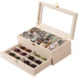 384 Premium Box Saat Kutusu 12’li ve 6’lı Gözlük Kutusu – Saat Organizeri – Premiumbox - Krem