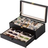 384 Premium Box Saat Kutusu 12’li ve 6’lı Gözlük Kutusu – Saat Organizeri – Premiumbox - Siyah