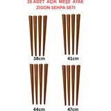 38–41–44–47 cm Açık Meşe Ahşap Mobilya Zigon Sehpa Ayağı 4’lü Set | 16 Adet Ayak + 16 Bağlantı Aparatı