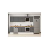 385X222 Cm Klasik Mebran Mutfak Dolabı Beyaz Mb-E90S50S45-2 Mebran | Antrasit - Suntalam