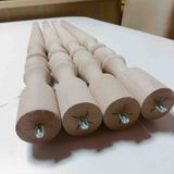 38CM 4'lük Ham Cnc Kesimli Desenli Masa&sehpa Ayağı - Ahşap - Bej - Açılı Aparat